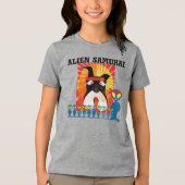 エイリアン侍と彼のサムライテリア犬 トライブレンドＴシャツ (正面)