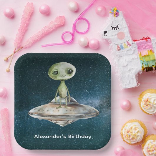 エイリアン侵入宇宙誕生日 ペーパープレート (パーティー)