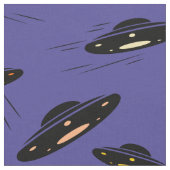 エイリアン侵攻UFOプリント ファブリック (クローズアップ)