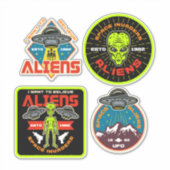 エイリアン侵略者セット4個入り 宇宙人 シール (正面)