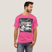 エイリアン侵略Sci-Fiユーモアアニメガールセルフィー Tシャツ (正面フル)