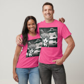 エイリアン侵略Sci-Fiユーモアアニメガールセルフィー Tシャツ (ユニセックス)