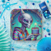 エイリアン保持お誕生日ケーキ ペーパープレート (パーティー)