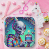 エイリアン保持お誕生日ケーキ ペーパープレート (パーティー)