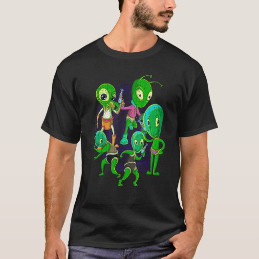 エイリアン信者の地球外科学Fiかわいいエイリアン Tシャツ (正面)