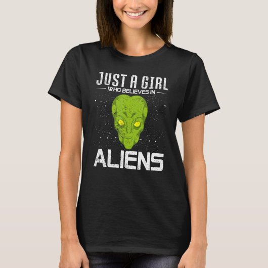 エイリアン信者ガールズ女子宇宙地球外陸部 Tシャツ (正面)