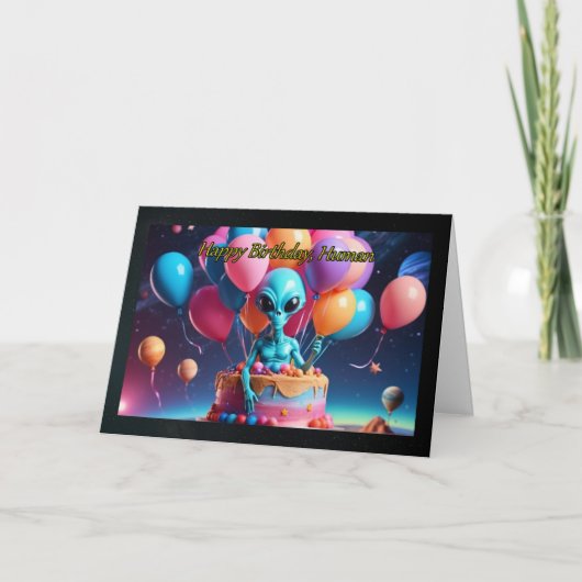 エイリアン入りケーキボーイ誕生日カード カード (正面)