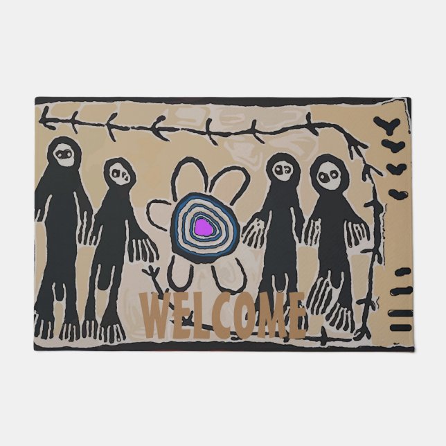 エイリアン到着、編集文字、ラグ ドアマット (正面)