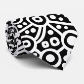 エイリアン回路抽象芸術 – ホワイトオンブラック ネクタイ (ロール)