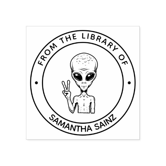 エイリアン図書室の外部空間 ラバースタンプ (インプリント)