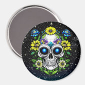 エイリアン地球外陸生で青い目と花 マグネット (正面/裏面)