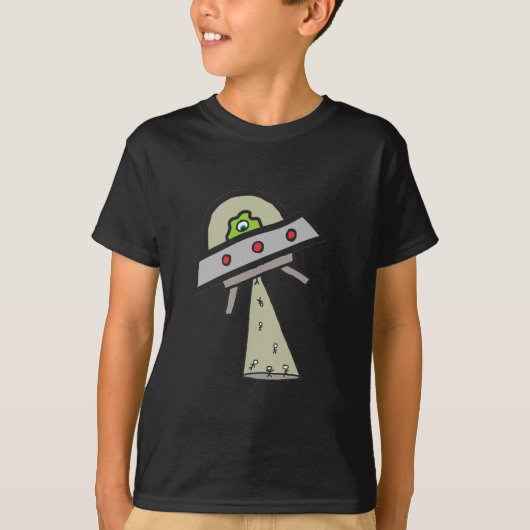 エイリアン奪取UFOソーサ飛んでいるー Tシャツ (正面)
