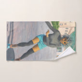 エイリアン女性ローラスケートで滑るファンタジーアートタオルセット バスタオルセット (ハンドタオル)