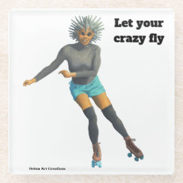 エイリアン女性ローラスケートで滑るファンタジーガラスコースター ガラスコースター