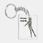 エイリアン女性ローラースケーターファンタジーアートキーチェーン キーホルダー (正面左)