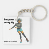 エイリアン女性ローラースケーターファンタジーアートキーチェーン キーホルダー (裏面)