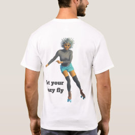 エイリアン女性ローラースケーターファンタジーアートシャツ Tシャツ