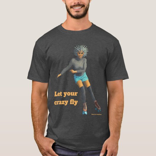 エイリアン女性ローラースケーターファンタジーアートシャツ Tシャツ (正面)
