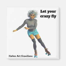 エイリアン女性ローラースケーターファンタジーボタンマグネット マグネット