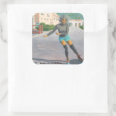 エイリアン女性ローラースケートで滑るファンタジーアートステッカー スクエアシール (バッグ)