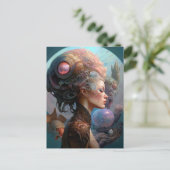 エイリアン女性超現実的SFアート ポストカード (スタンド正面)