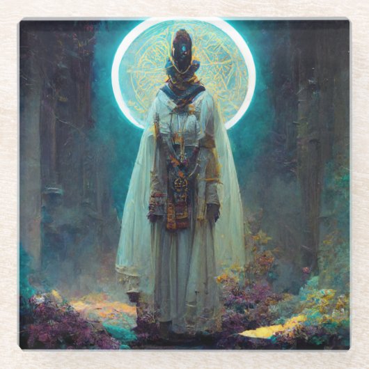 エイリアン妖精2ファンタジーSci-Fi ガラスコースター (正面)