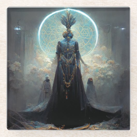 エイリアン妖精3ファンタジーSci-Fi ガラスコースター (正面)