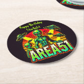 エイリアン姿がEmerge Near Area 51 ラウンドペーパーコースター (アングル)