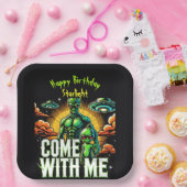 エイリアン姿:宇宙の冒険 ペーパープレート (パーティー)