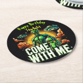 エイリアン姿:宇宙の冒険 ラウンドペーパーコースター (アングル)