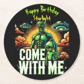 エイリアン姿:宇宙の冒険 ラウンドペーパーコースター (正面)