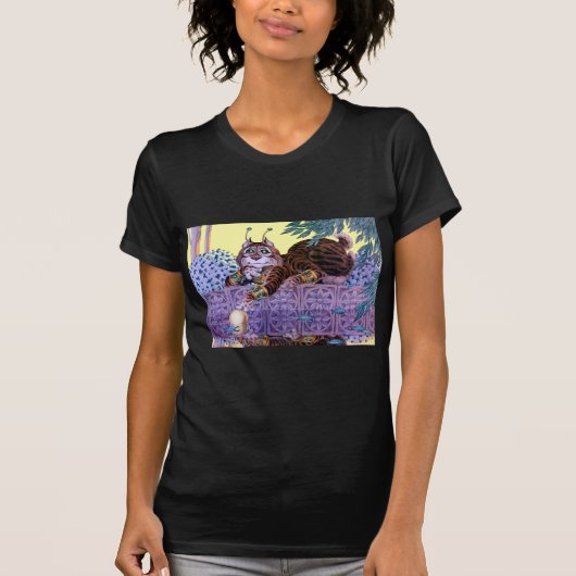 エイリアン子猫レディースダークTシャツ Tシャツ (正面)
