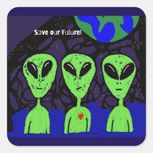 エイリアン宇宙アースUFO火星 スクエアシール (正面)
