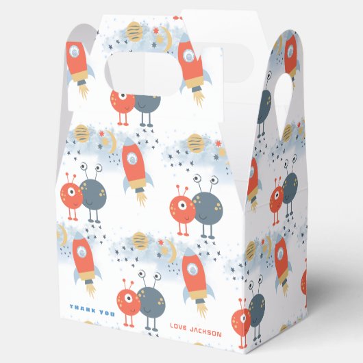 エイリアン宇宙パターンサンキューボーイバースデーパーティー フェイバーボックス (オープン)