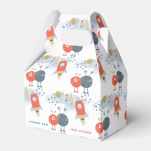 エイリアン宇宙パターンサンキューボーイバースデーパーティー フェイバーボックス (正面サイド)