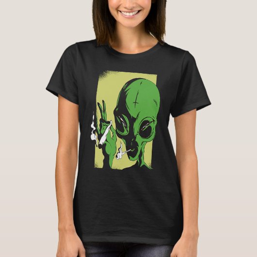 エイリアン宇宙人UFO喫煙 Tシャツ (正面)