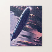 エイリアン宇宙船が都市に到着 ジグソーパズル (縦)