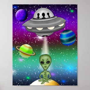 エイリアン宇宙船と惑星 ポスター