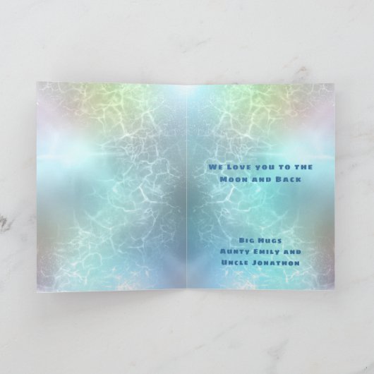 エイリアン宇宙船エージ3宇宙ティール（緑がかった色）誕生日 カード (内部)