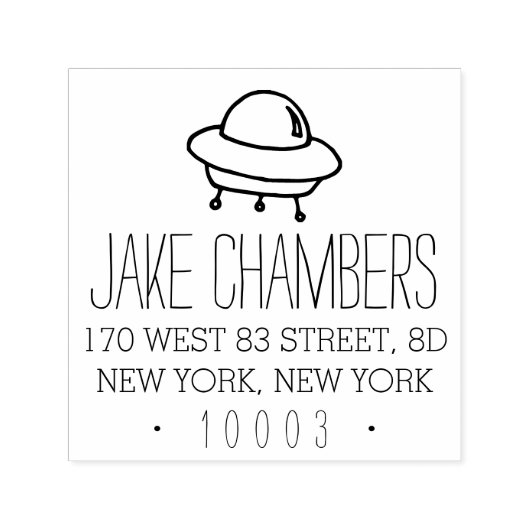 エイリアン宇宙船キッズ差出人住所スタンプ セルフインキングスタンプ (デザイン)