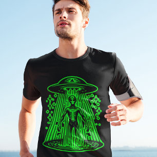 エイリアン宇宙船グリーンUFOグラフィクールック Tシャツ