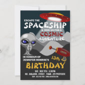 エイリアン宇宙船テーマエスケープルーム誕生日パーティー 招待状 (正面)