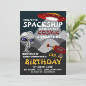 エイリアン宇宙船テーマエスケープルーム誕生日パーティー 招待状 (スタンド正面)