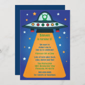 エイリアン宇宙船バースデーパーティ招待状 招待状 (正面/裏面)