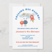 エイリアン宇宙船マンガボーイ4th誕生日パーティー 招待状 (正面)