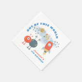 エイリアン宇宙船ムーンスターズ男の子4th誕生日パーティー スタンダードカクテルナプキン (角)