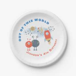 エイリアン宇宙船ムーンスターズ男の子4th誕生日パーティー ペーパープレート
