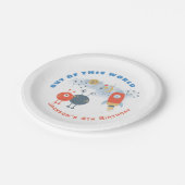 エイリアン宇宙船ムーンスターズ男の子4th誕生日パーティー ペーパープレート (アングル)