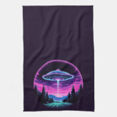 エイリアン宇宙船レトロ未来的 キッチンタオル (縦)