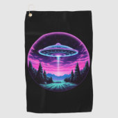 エイリアン宇宙船レトロ未来的 ゴルフタオル (正面)